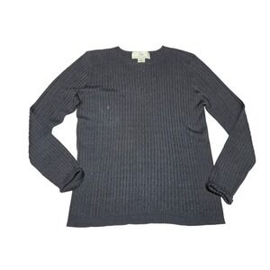 Danielle Martin Black Ribbed Silk Sweater Top Women's S Minimal